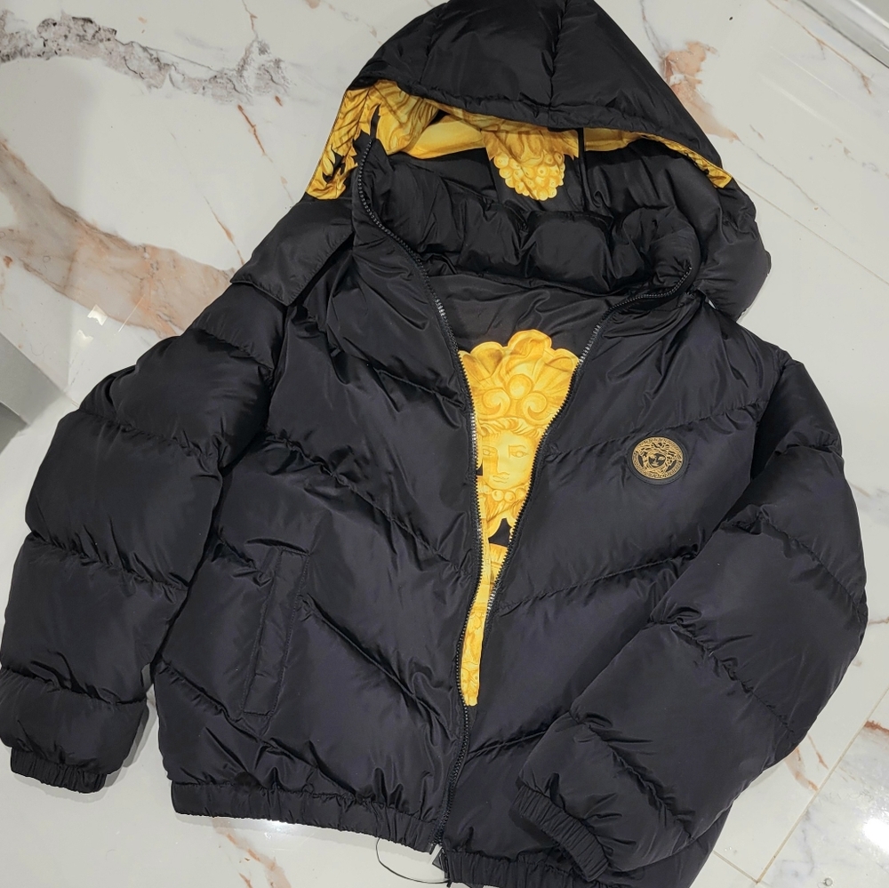 VERSACE, 54, Barocco Black Reversible Down Puff jacket